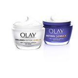 Olay Sleigh To The MAX with Collagen Peptide24 MAX Day Moisturiser & Retinol24 MAX Night Moisturiser Bundle GOODS Boots   