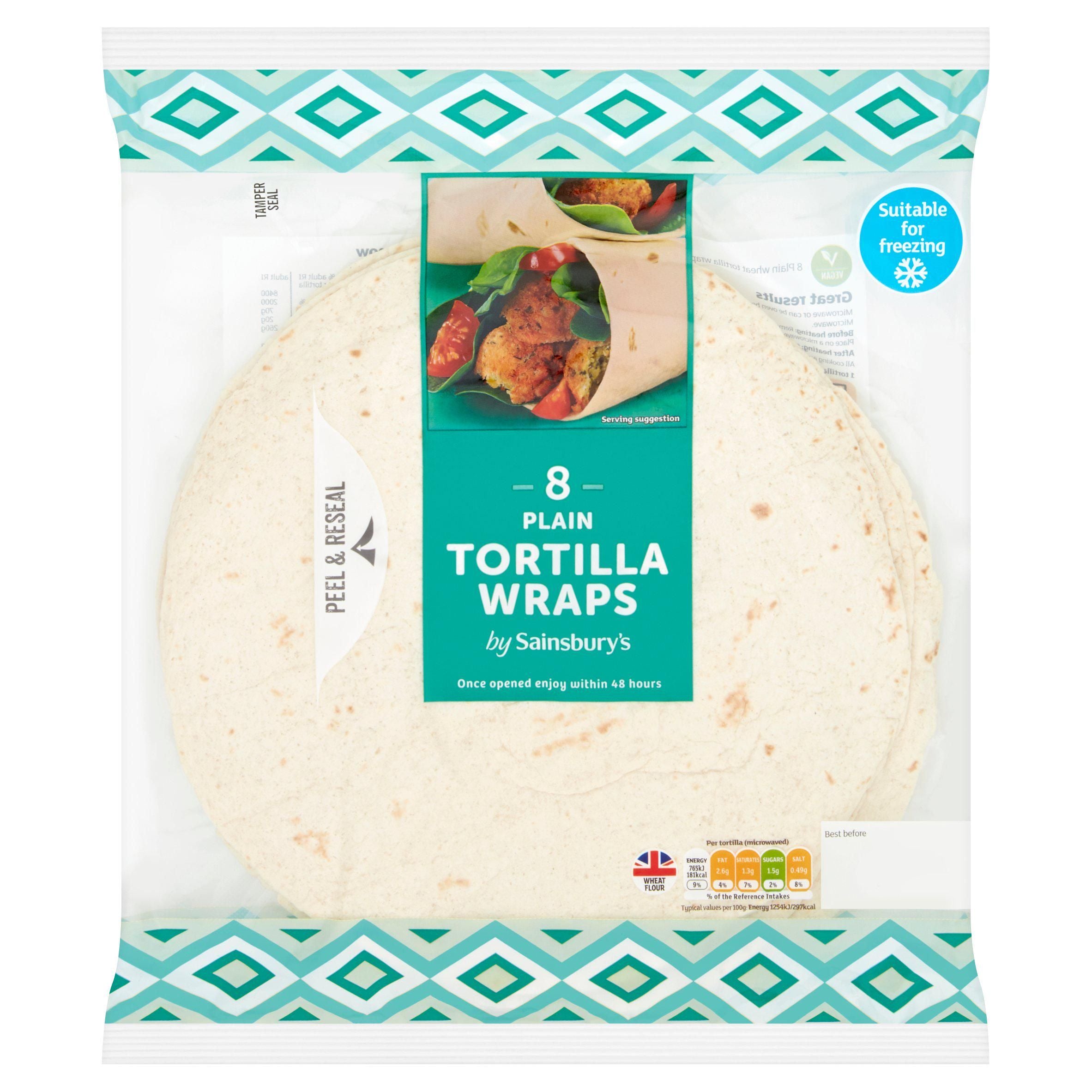 Sainsbury's Plain Tortilla Wraps x8 496g Mexican Sainsburys   