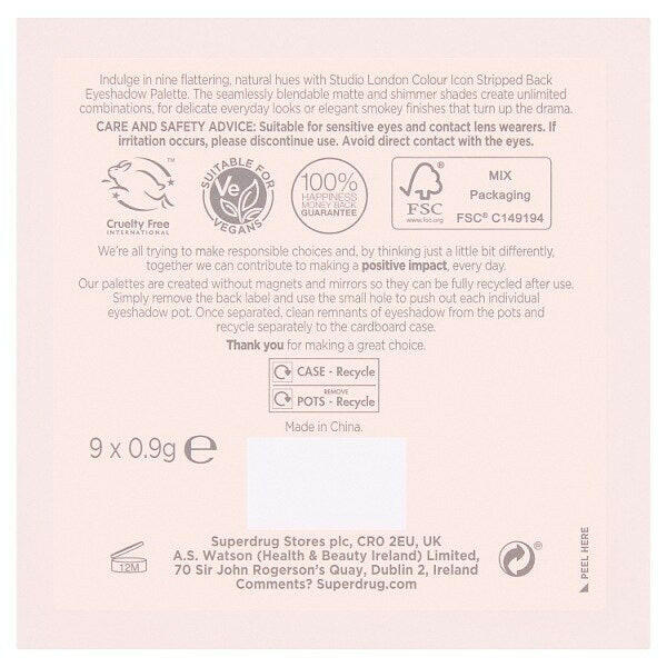 Studio London Colour Icon Stripped Back Eyeshadow Palette GOODS Superdrug   