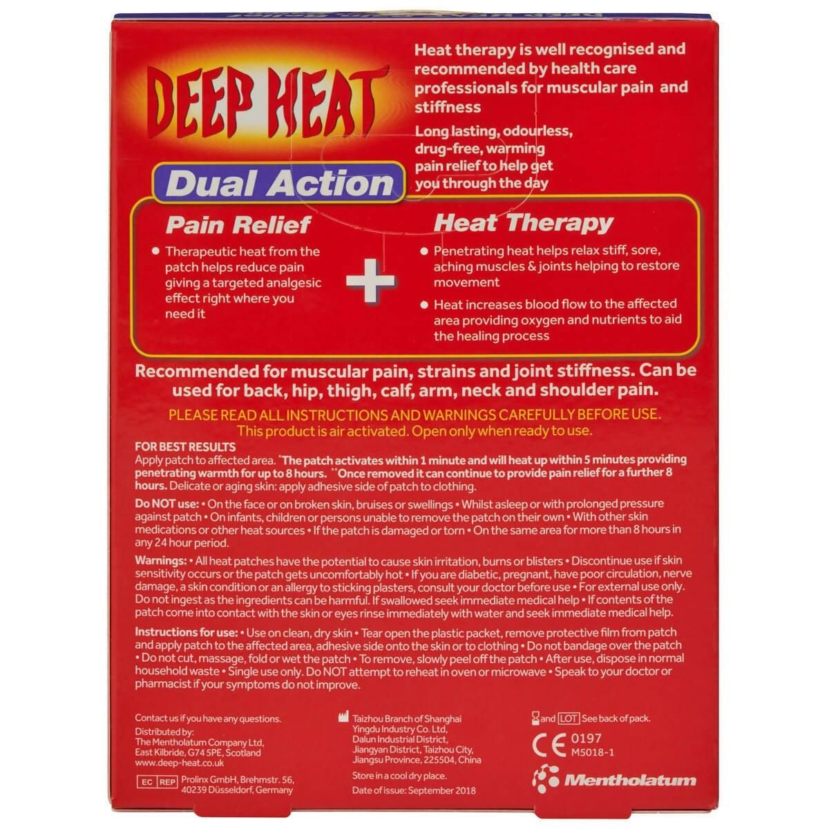 Deep Heat Pain Relief Heat Patch, 2 x 4 Pack