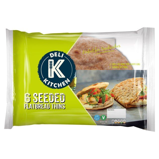 Deli Kitchen Seeded Folded Flatbread Thins   6 per pack