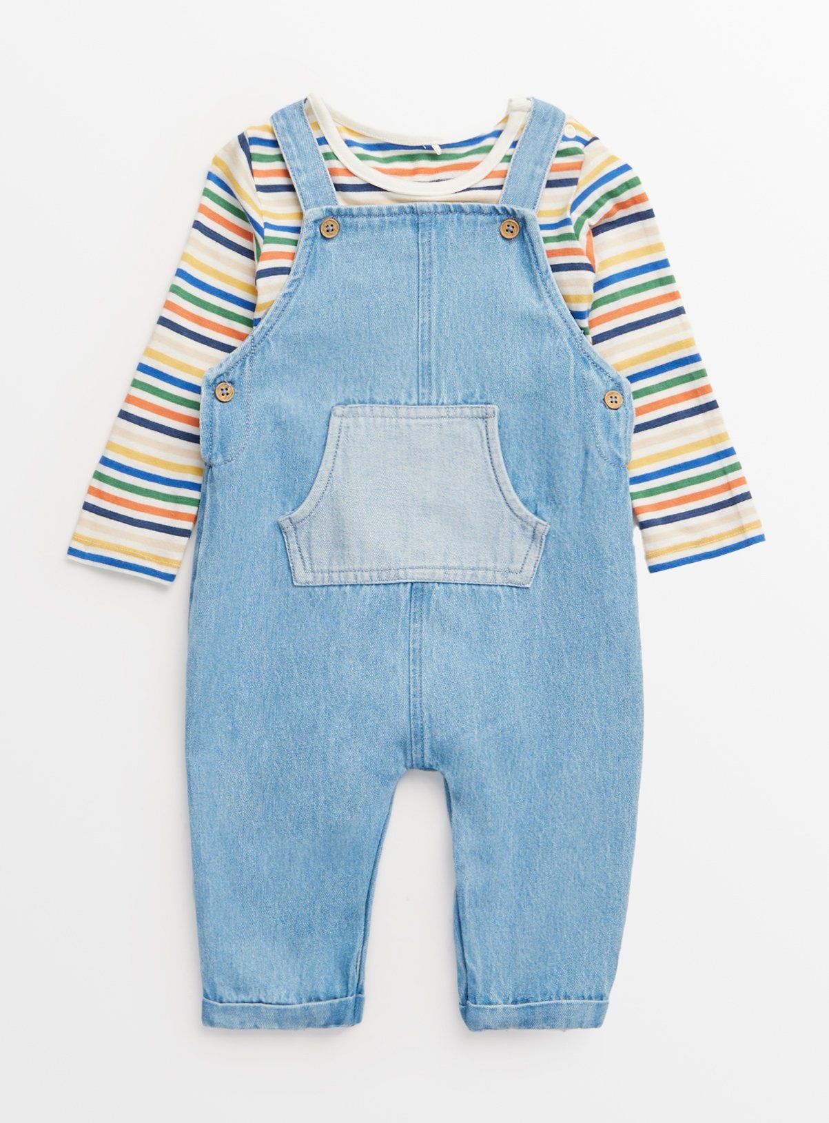 Denim Dungaree &amp;amp; Long Sleeve Top Set Up to 3 mths