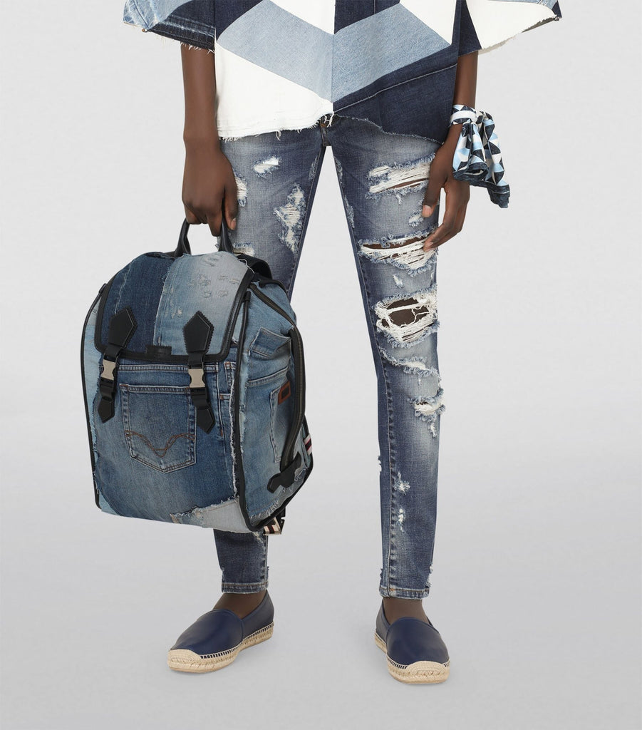 Denim Patchwork Backpack