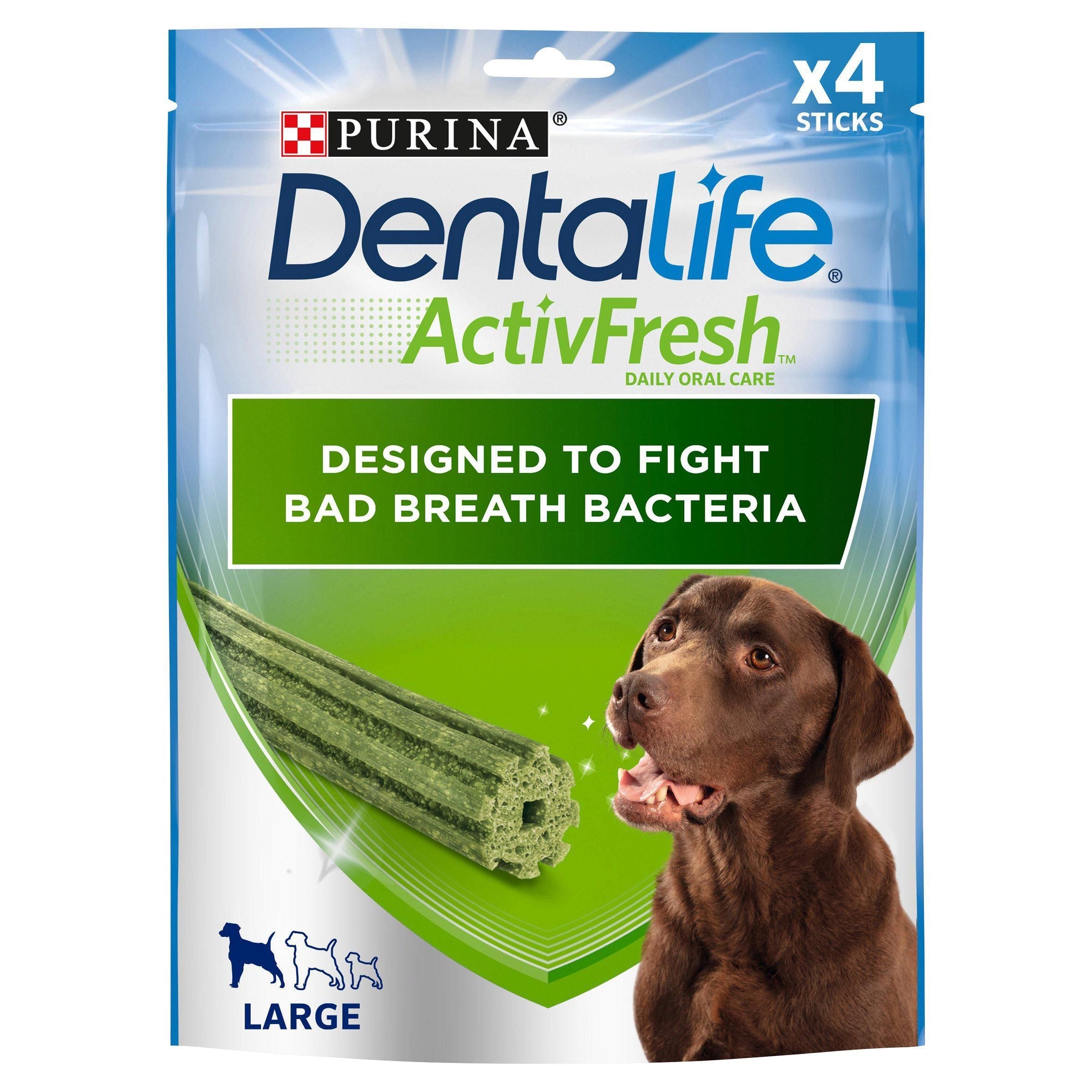 Dentalife Activfresh Large Dog Treat Dental Chew Stick x4