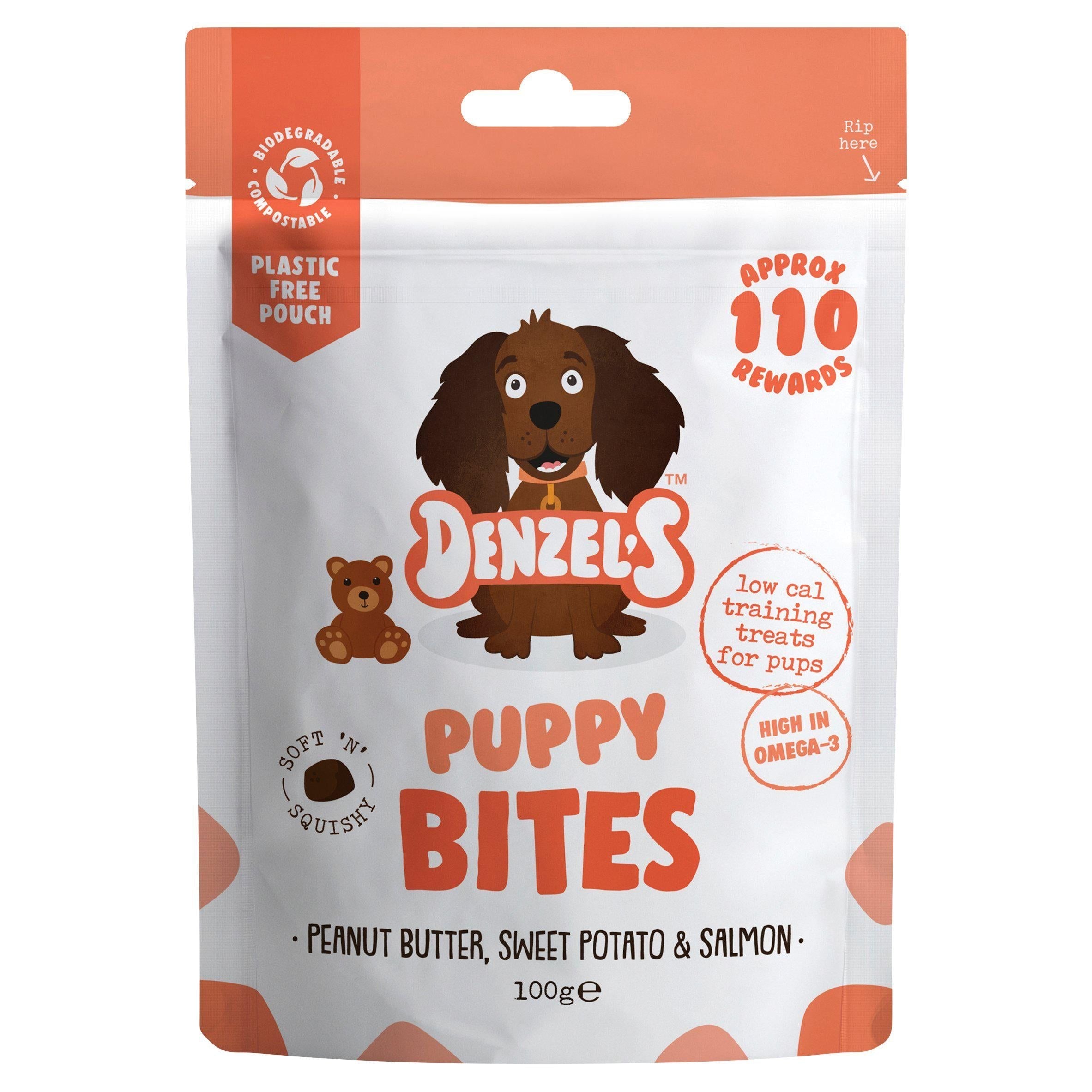 Denzel's Natural Puppy Treats Salmon &amp;amp; Peanut Butter Bites 100g