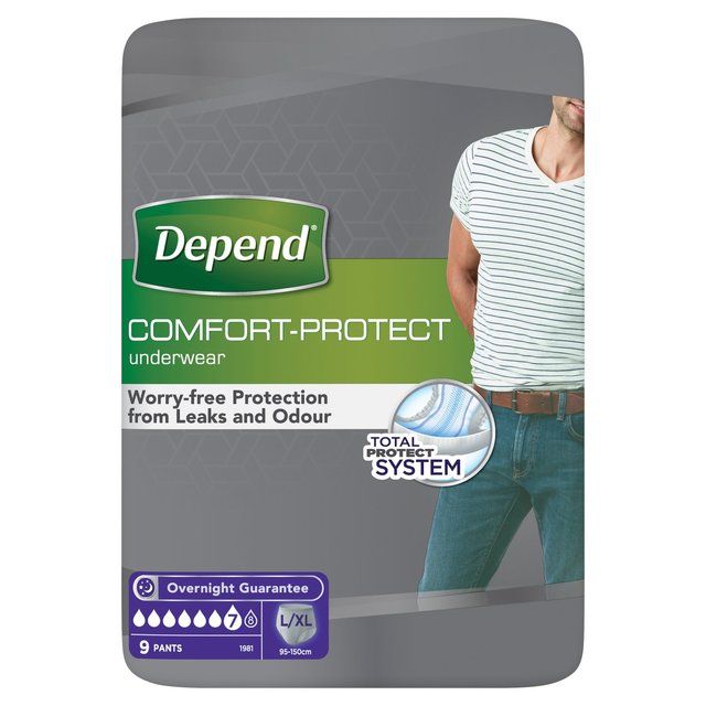 Depend Comfort Protect L/XL Incontinence Pants Men   9 per pack