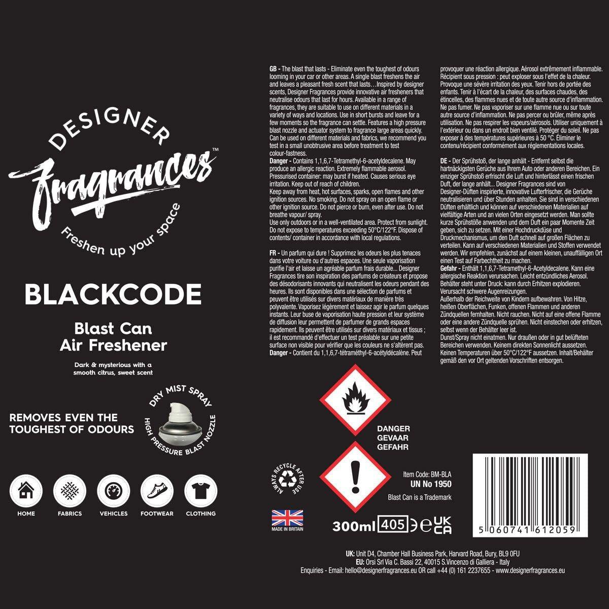 Designer Fragrances Blast Can Air Freshener, 4 x 300ml