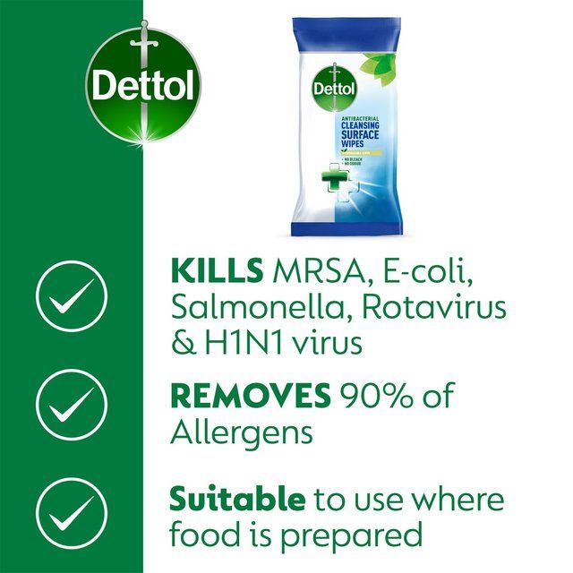 Dettol Antibacterial Multi Surface Cleaning Wipes   72 per pack