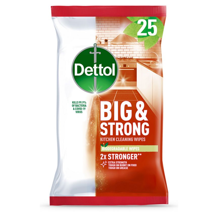 Dettol Big &amp;amp; Strong Antibacterial Biodegradable Kitchen Cleaning Wipes x25