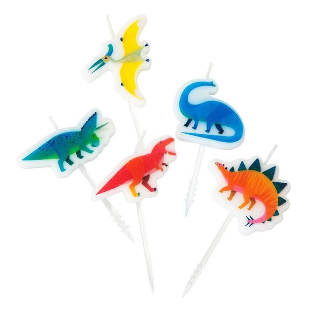 Dinosaur Birthday Candles   5 per pack