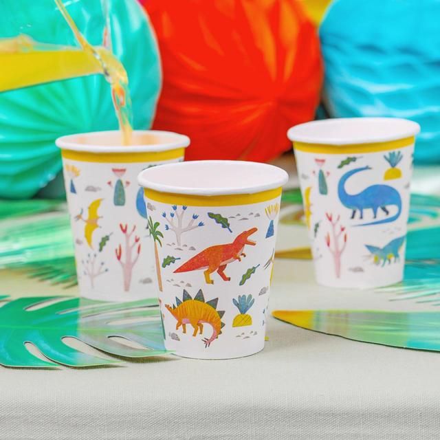 Dinosaur Recyclable Paper Party Cups   8 per pack