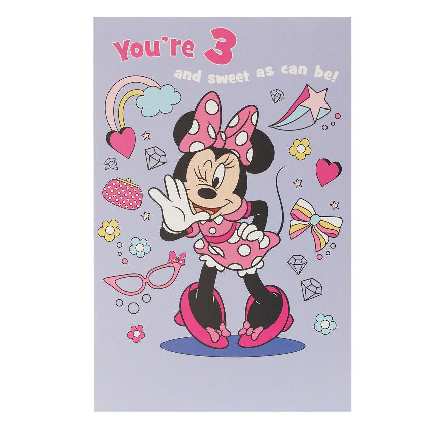 Disney Age 3 Minnie Mouse Birthday Card