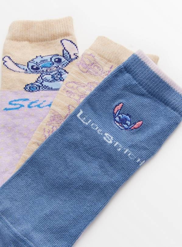 Disney Lilo &amp;amp; Stitch Ankle Socks 3 Pack 6-8.5