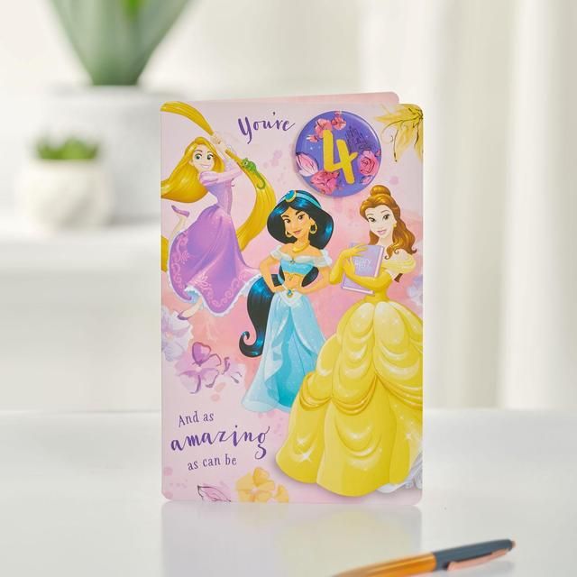 Disney Princesses 4th Birthday Card