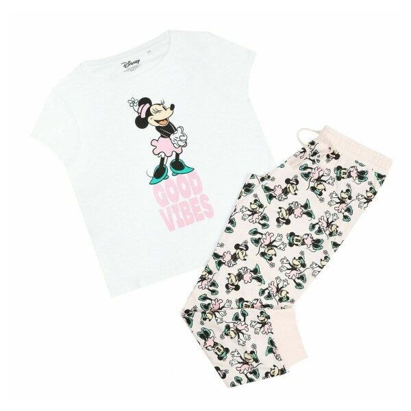 Disney Womens Good Vibes Minnie Mouse Long Pyjama Set (L)