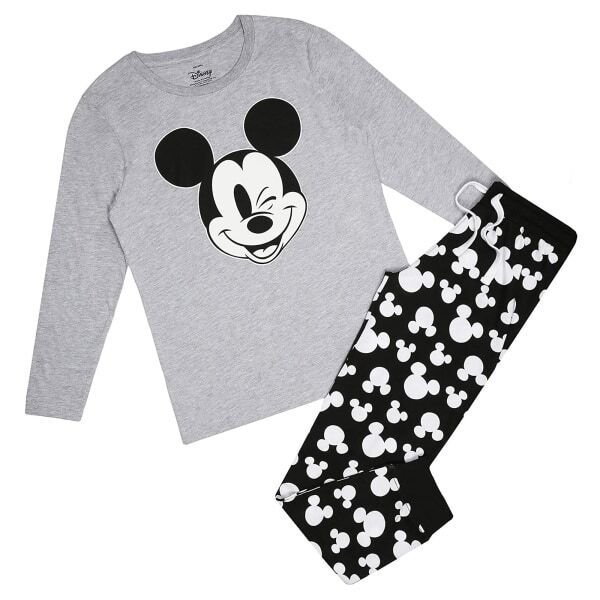 Disney Womens Mickey Mouse Wink Long Pyjama Set (S)