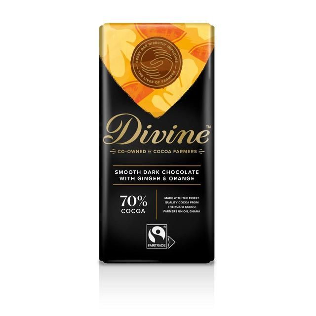 Divine 70% Dark Chocolate with Ginger & Orange   90g