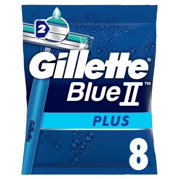 DNR Gillette Blue II Plus Men's Disposable Razors x8