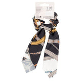 DNR Studio London Short Scarf Scrunchie Black Chain Print