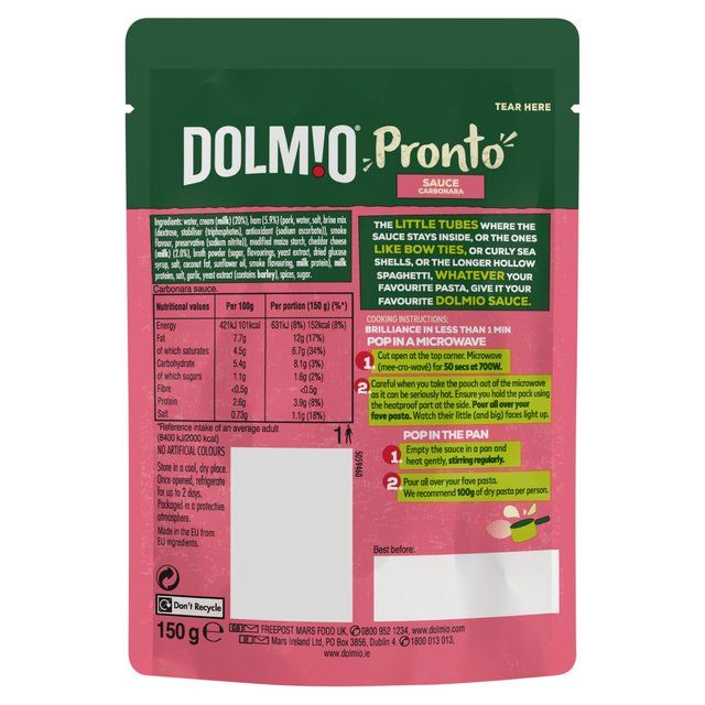 Dolmio Pasta Pronto Carbonara Pasta Sauce   150g