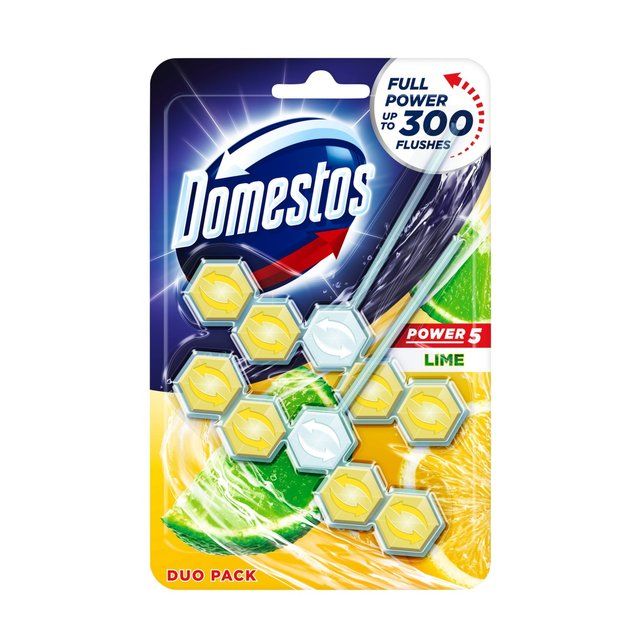 Domestos Power 5 Lime Toilet Rim Block Duo Pack   2 per pack