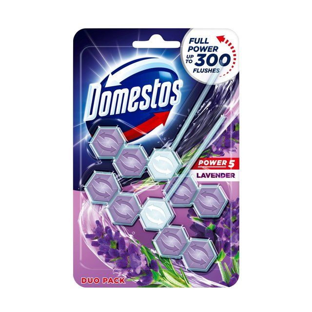 Domestos Power 5 Toilet Rim Block Lavender   2 per pack