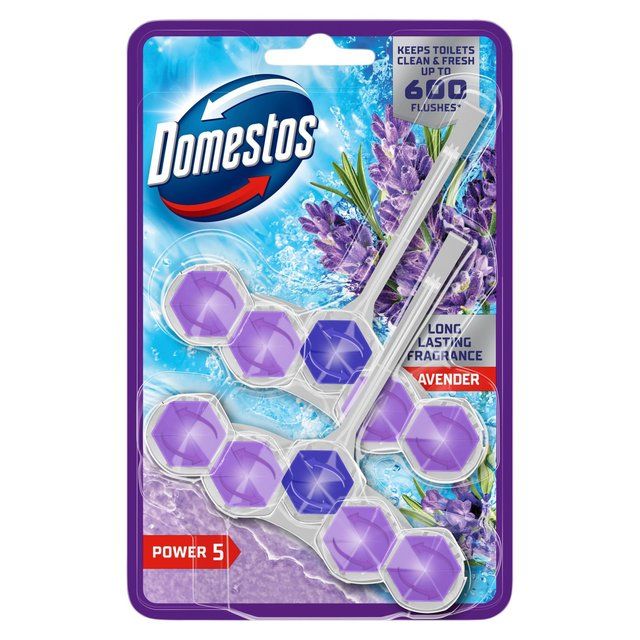 Domestos Power 5 Toilet Rim Block Lavender   2 per pack