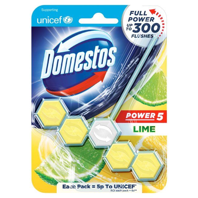 Domestos Power 5 Toilet Rim Block Lime