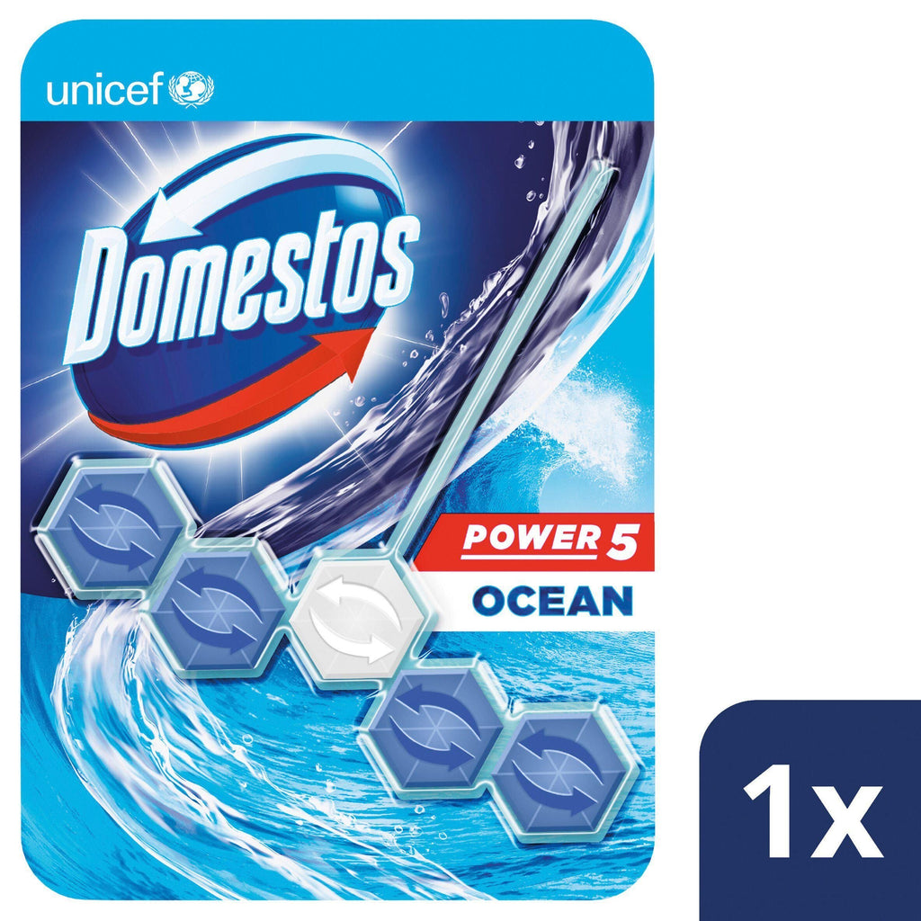 Domestos Power 5 Toilet Rim Block Ocean x1 55g