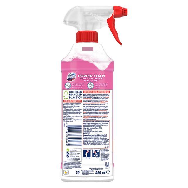 Domestos Power Foam Toilet &amp;amp; Bathroom Cleaner Spray Floral Burst   450ml