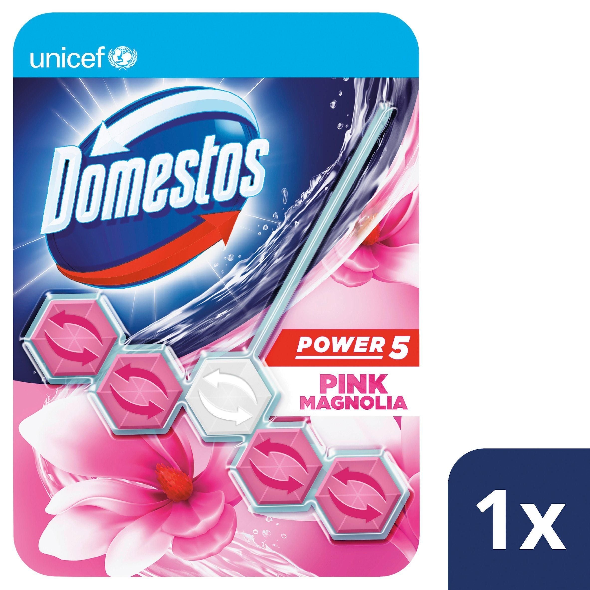 Domestos Power Pink Magnolia Toilet Rim Block 55g x5