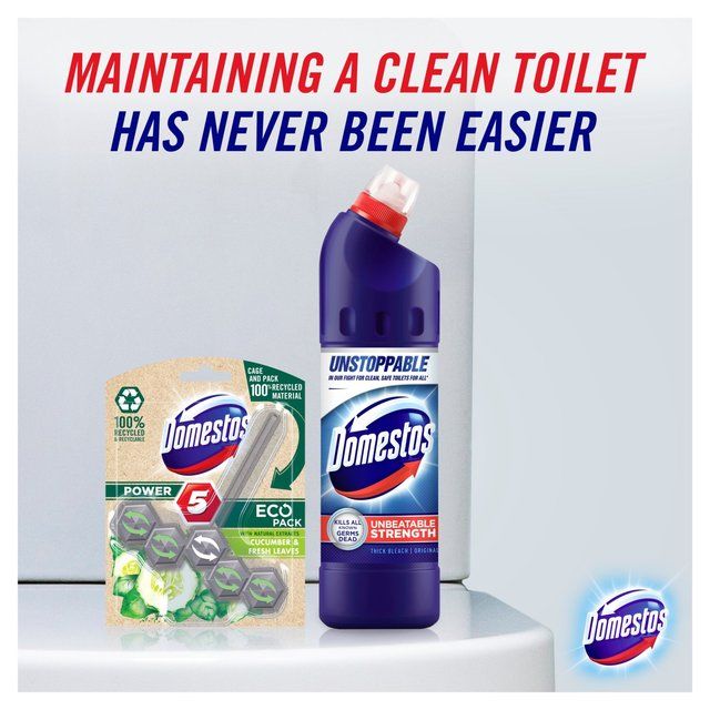 Domestos Toilet Rim Block Power 5 EcoBlock Cucumber &amp;amp; Fresh Leaves