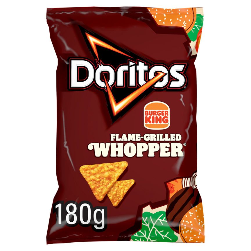 Doritos Burger King&amp;reg; Flame Grilled Whopper&amp;reg; Sharing Tortilla Chips Crisps 180g