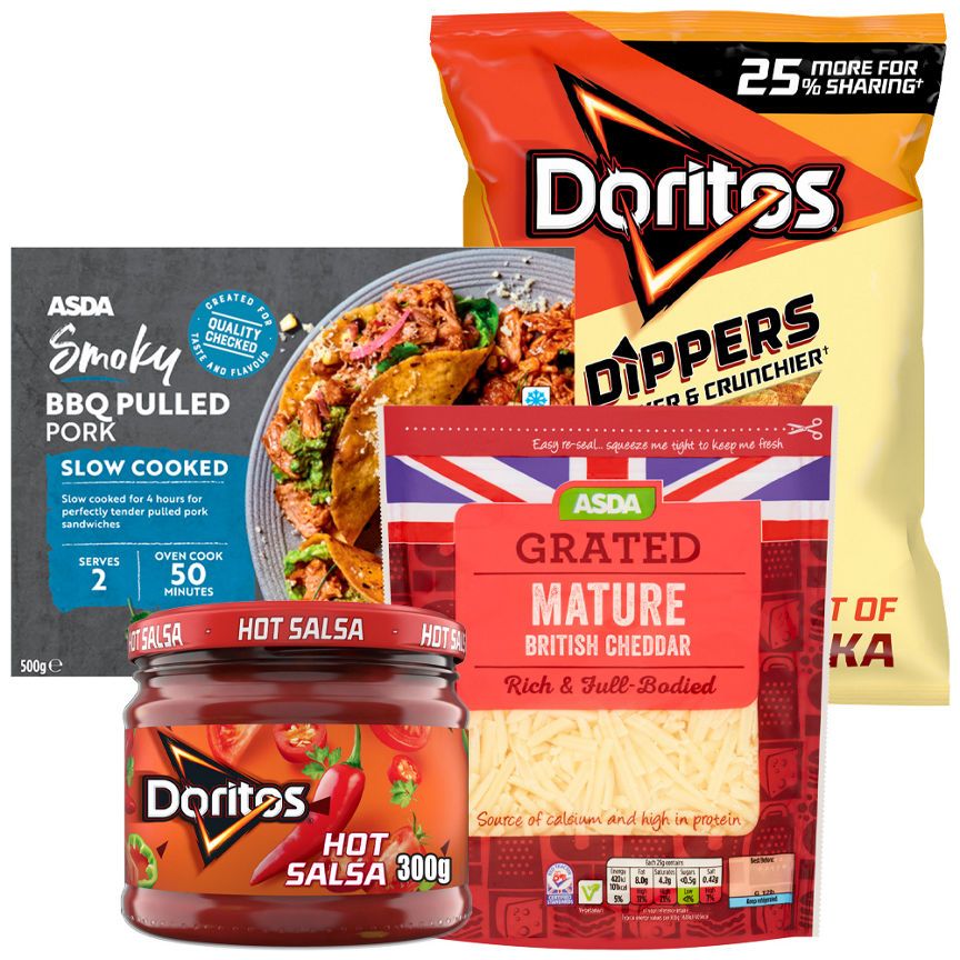 Doritos Dippers Sharing Tortilla Crisps & Pulled Pork Nachos Bundle