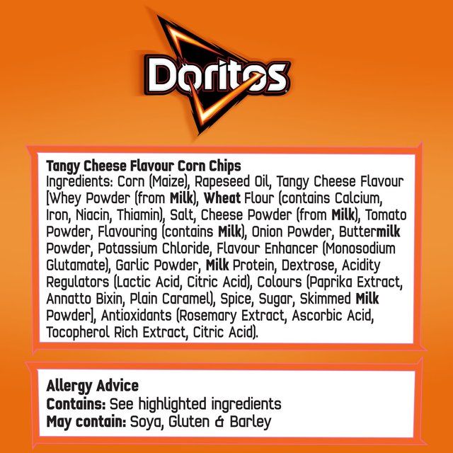 Doritos Tangy Cheese Tortilla Chips Multipack Crisps   5 per pack