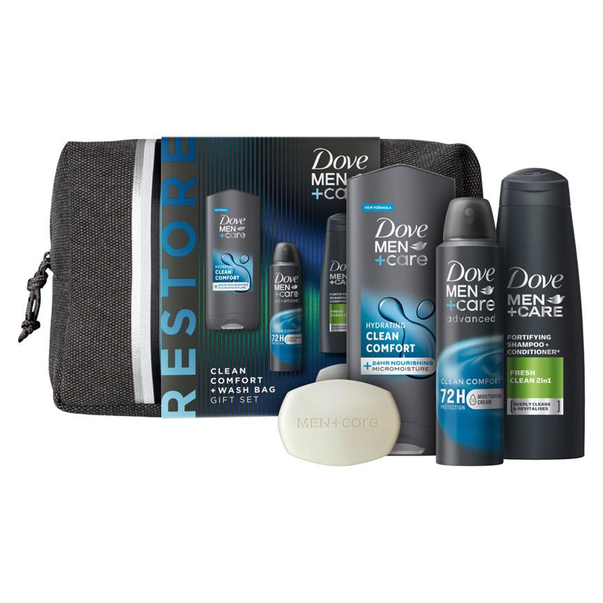 Dove Care Gift Set Clean Comfort + Wash Bag 4 piece