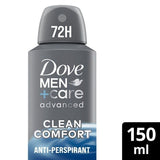 Dove Men Adv Antiperspirant Deodorant Clean Comfort 150ml