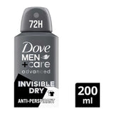 Dove Men+Care Advanced Invisible Dry 72hr Anti-Perspirant Deodorant Spray protection from sweat, odour and white marks 200ml