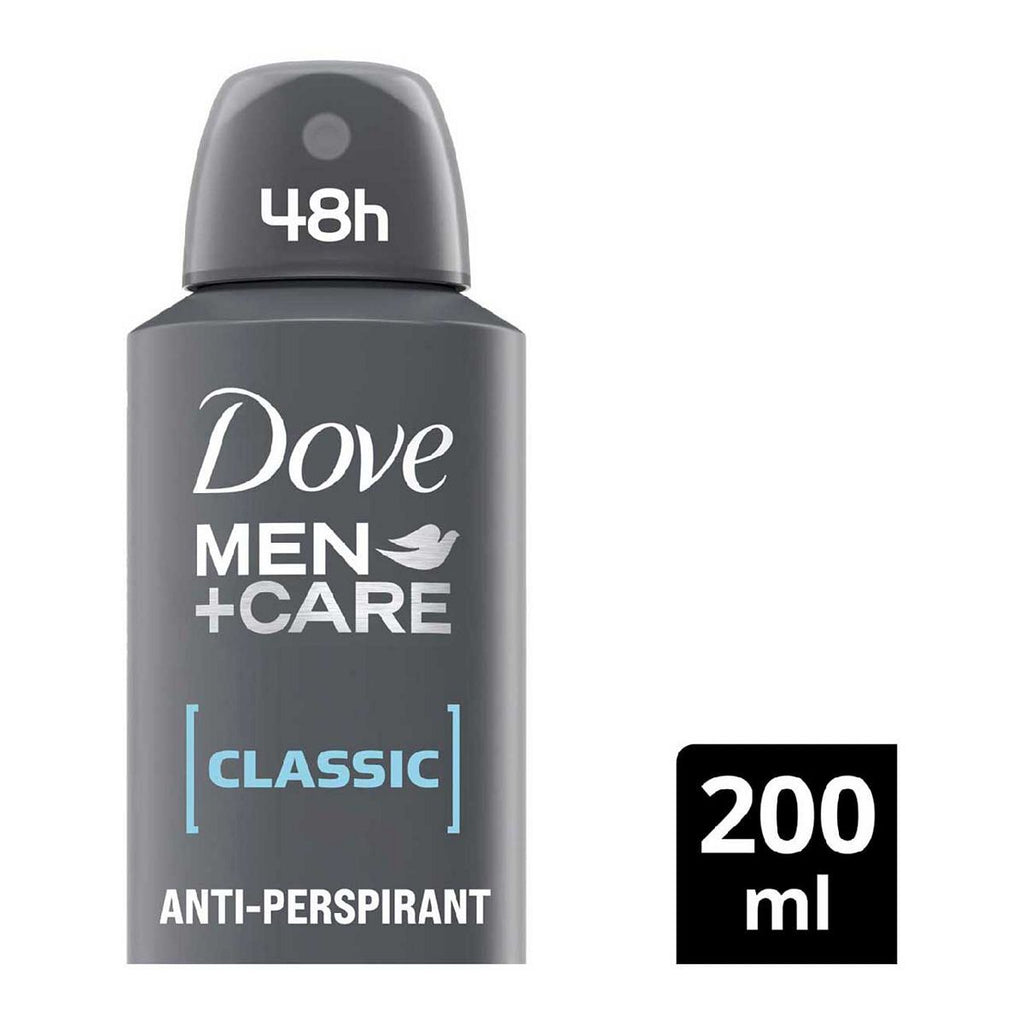 Dove Men+Care Classic Anti-Perspirant Deodorant Spray with 1/4 moisturising cream for 48hr sweat and odour protection 200ml