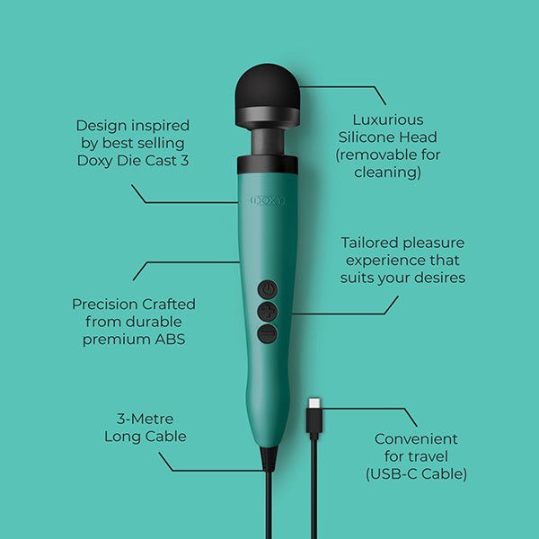 Doxy 3 USB-C - Turquoise Vibrating Massager Wand