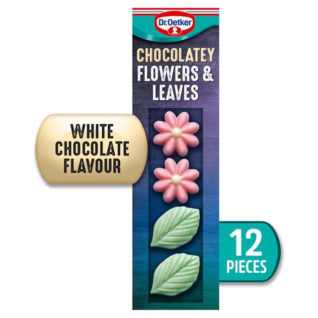 Dr. Oetker 12 Chocolate Flavour Flowers and Leaves Cake Decorations   11g