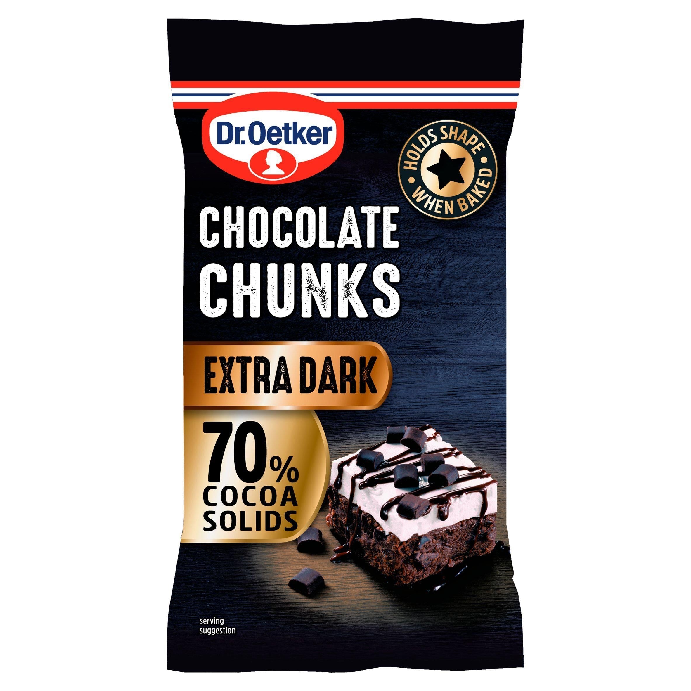 Dr. Oetker 70% Extra Dark Chocolate Chip Chunks 100g