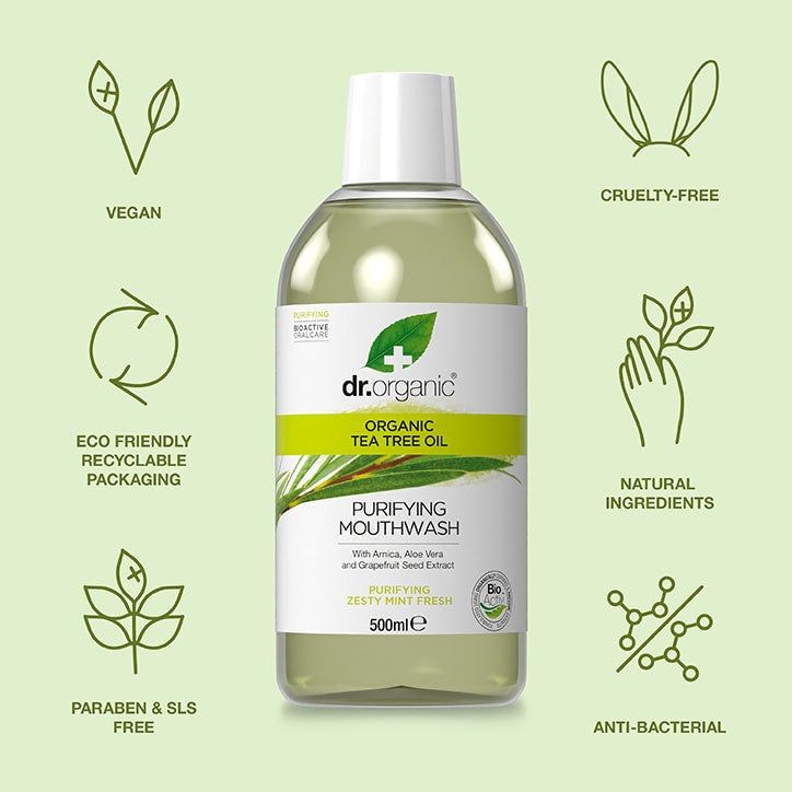 Dr Organic Tea Tree Mouthwash 500ml Aloe Vera