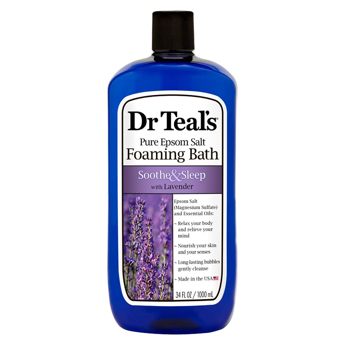 Dr Teal's Pure Epsom Salt Foaming Bath Soothe &amp;amp; Sleep with Lavender 1L