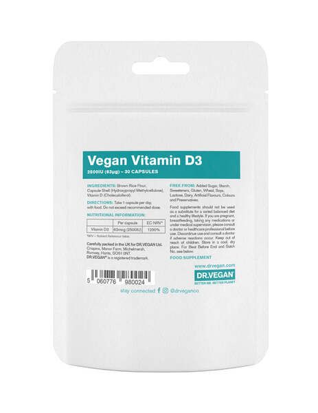 DR.VEGAN Vitamin D3 | 30 Day Supply | 1 Capsule Per Day