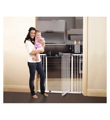 DreamBaby Liberty Xtra Tall Xtra Wide Hallway Metal Safety Gate (Fits Gap 99-105.5cm) - White - Pressure Mounted