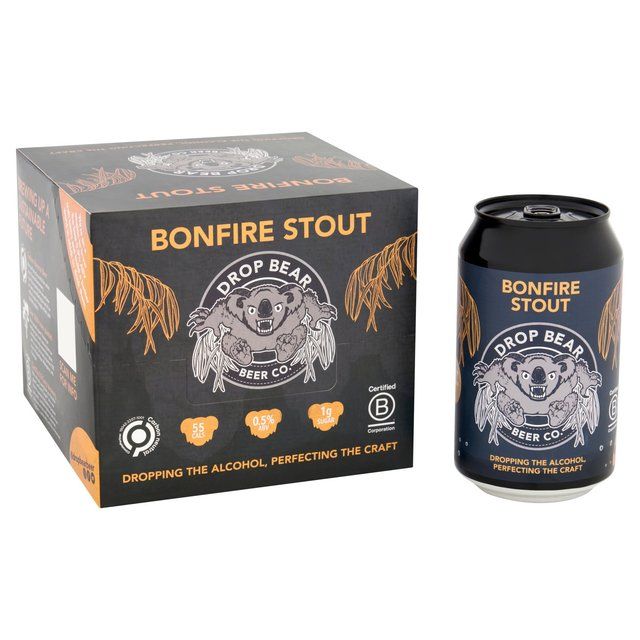 Drop Bear Beer Bonfire Stout 4 pack 0.5% Alcohol-Free   4 x 330ml