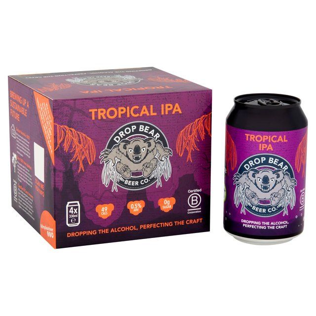 Drop Bear Beer Tropical IPA 4 pack 0.5% Alcohol Free   4 x 330ml