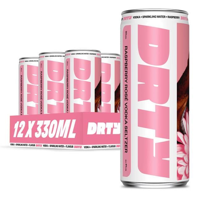 DRTY Raspberry Rose Vodka Seltzer   12 x 330ml