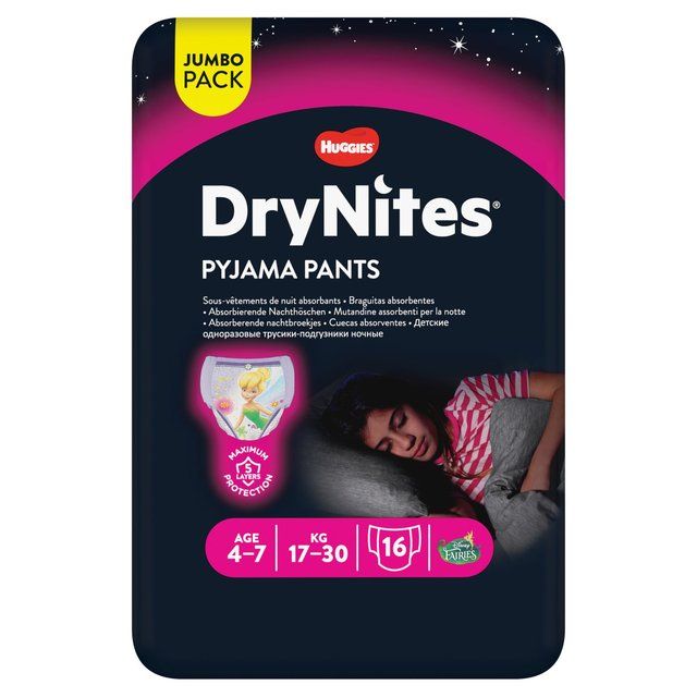 DryNites 4-7 yrs Girls Pyjama Pants Jumbo Pack   16 per pack